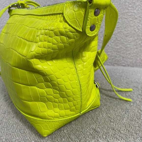 Authentic Pre-Owned Balenciaga XS Neon Classic Croc-Embossed Hobo - Picture 7 of 15